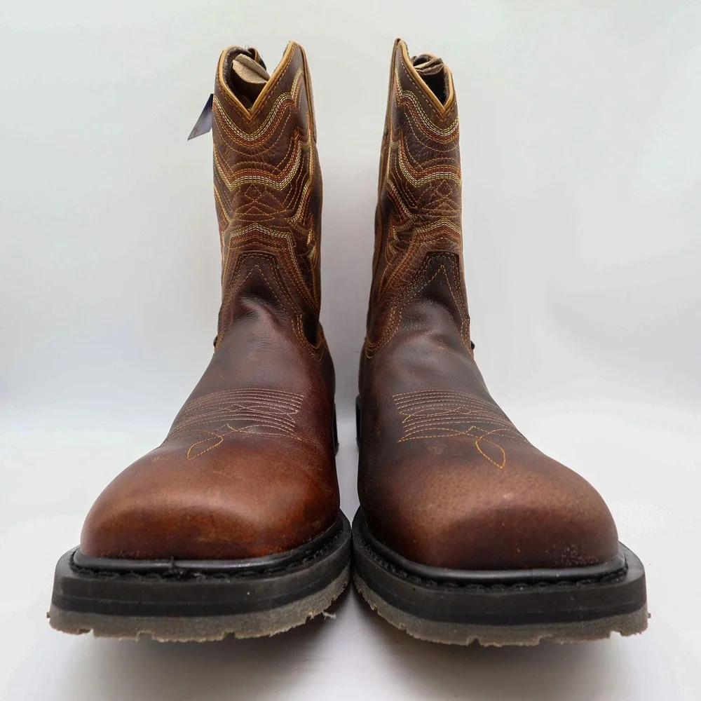 Double-H Boots Mens 13 D Distressed Tan Leather Square Toe ICE Boots DH6116 NWB